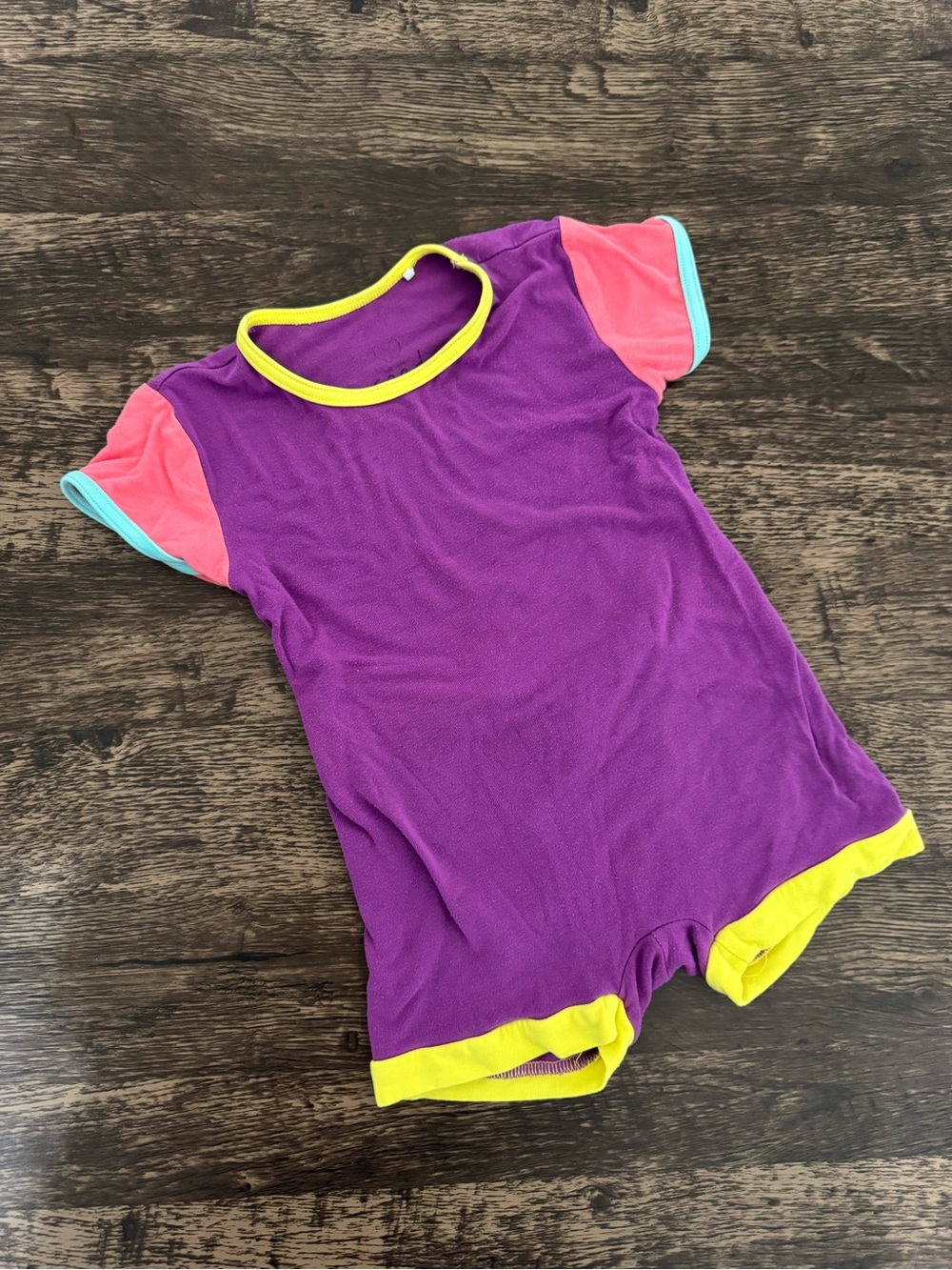 The Simple Seed Baby Romper Colorblock Purple Pink Neon 12-18M Bamboo